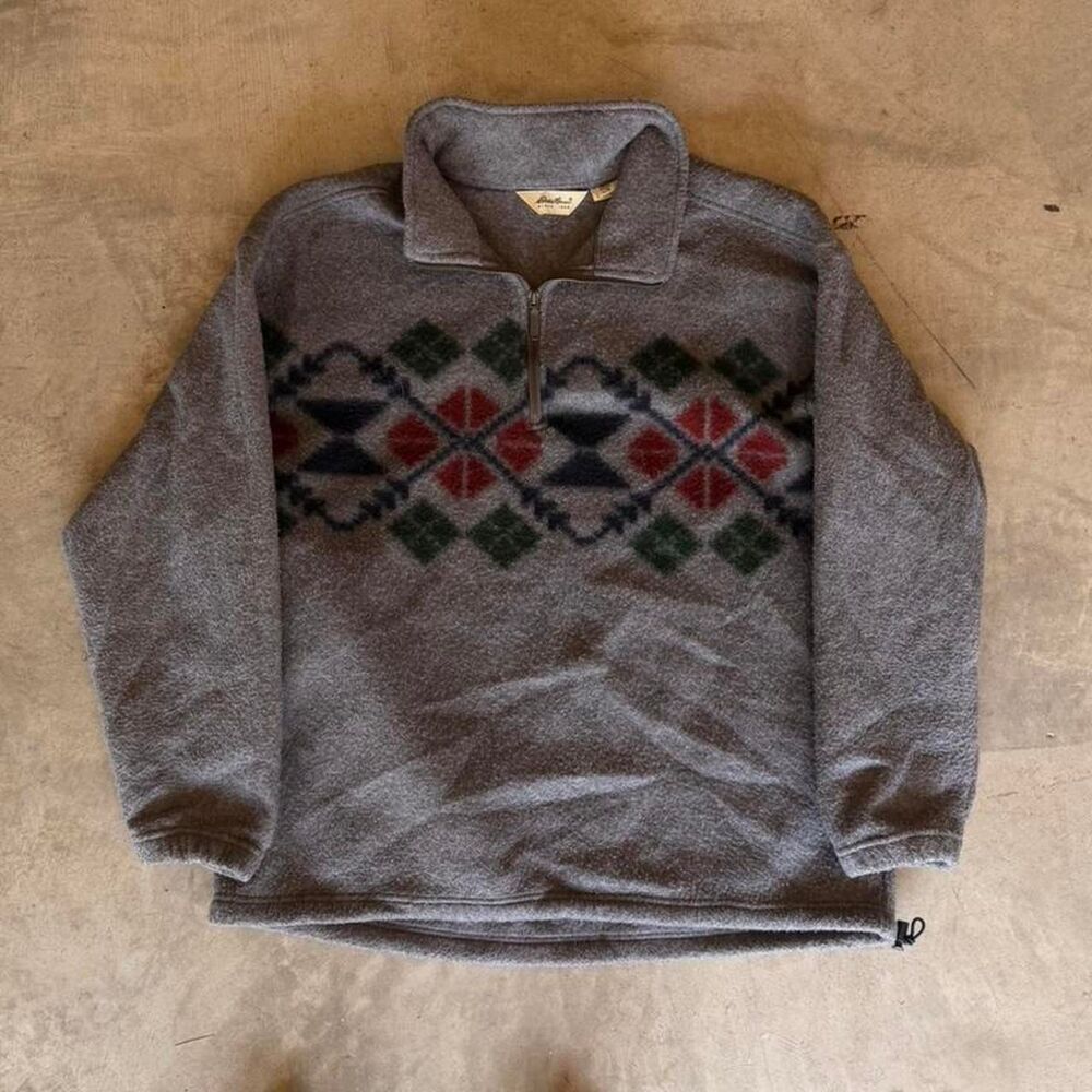 Eddie-bauer Men's Grey and Brown Sweatshirt